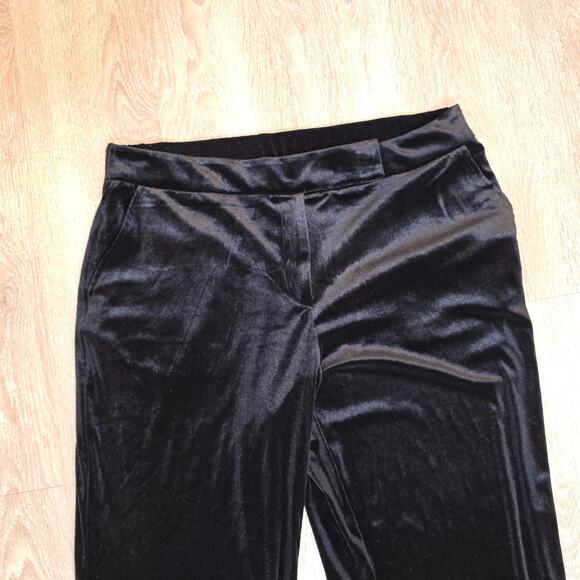 Calligraphie Black Velvet High Rise Wide Leg Pants Size XL Elastic Waist Trouser - Picture 4 of 7